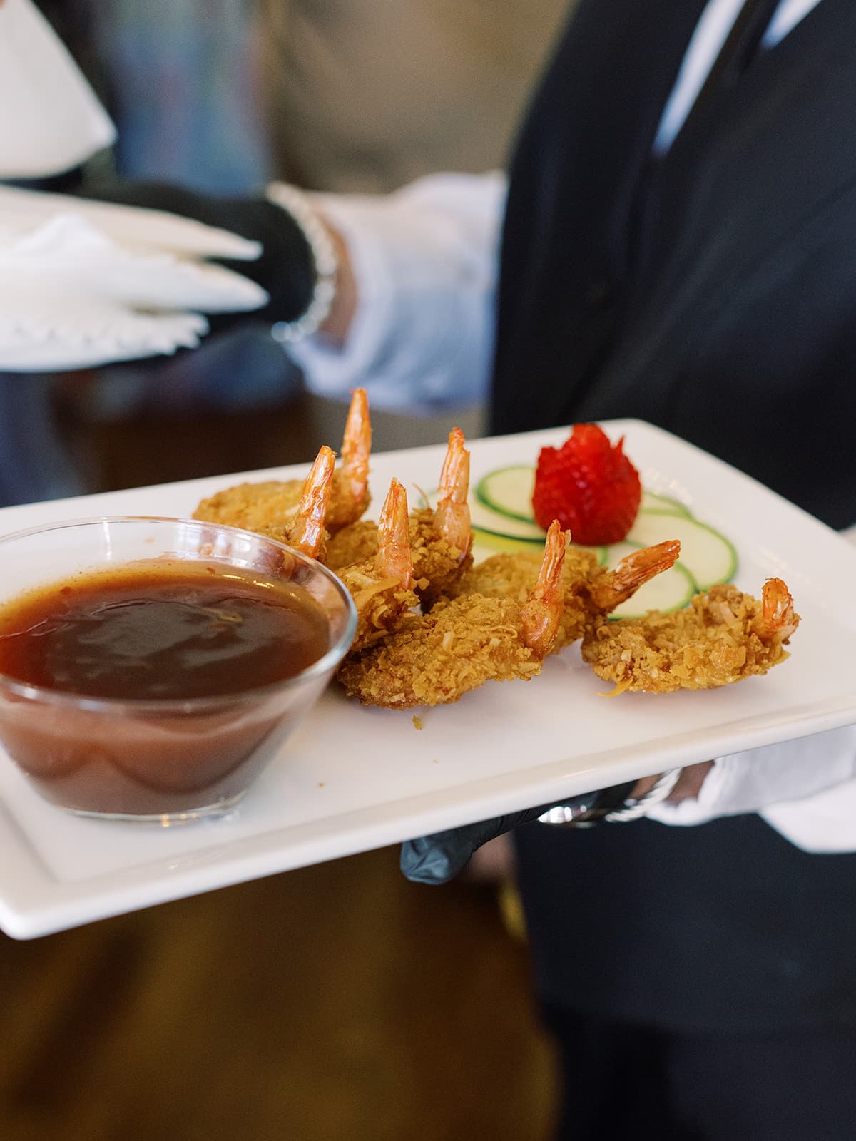 Appetizer course presented during a tasting