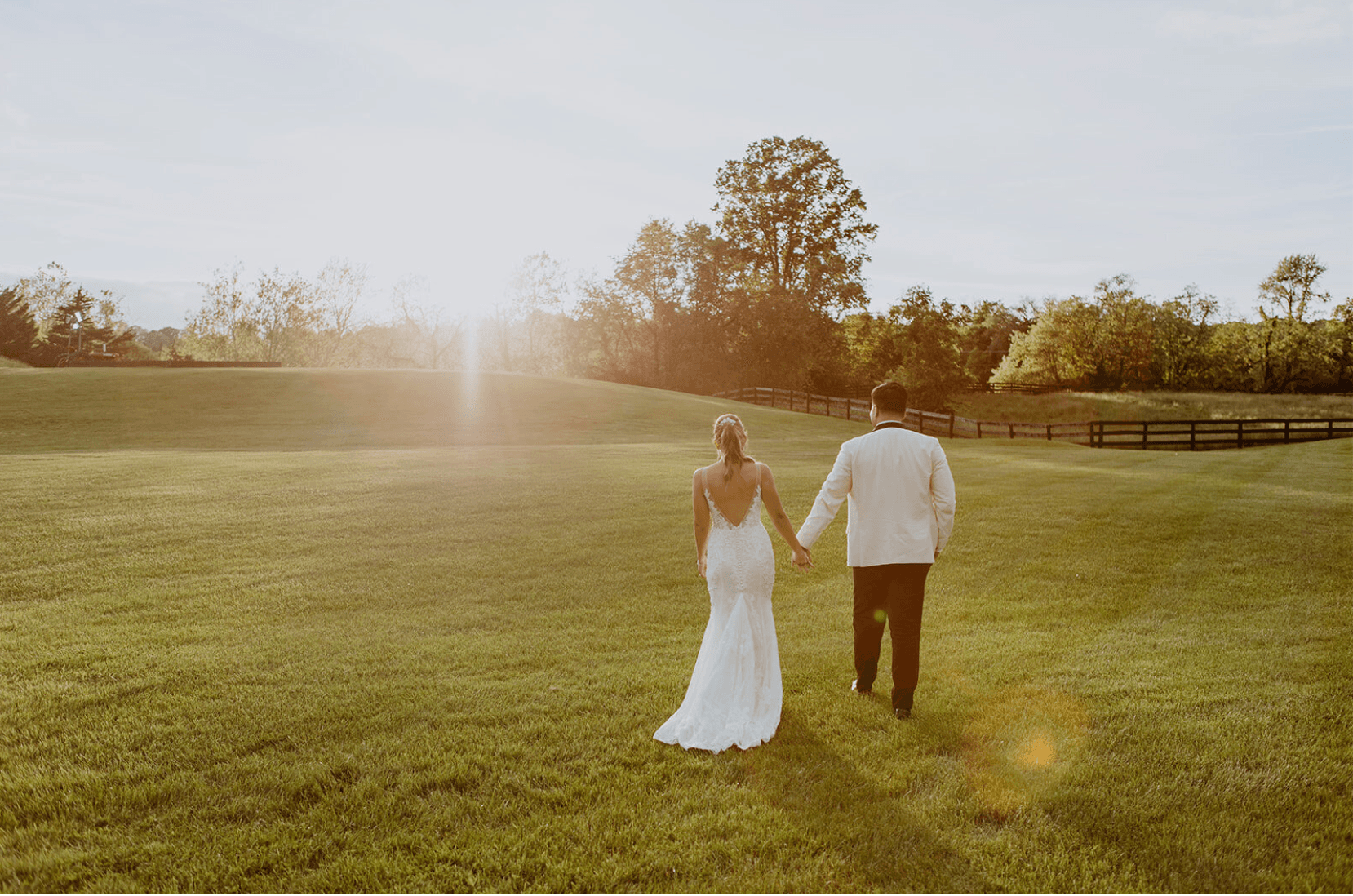 Golden-hour estate grounds at The Manors